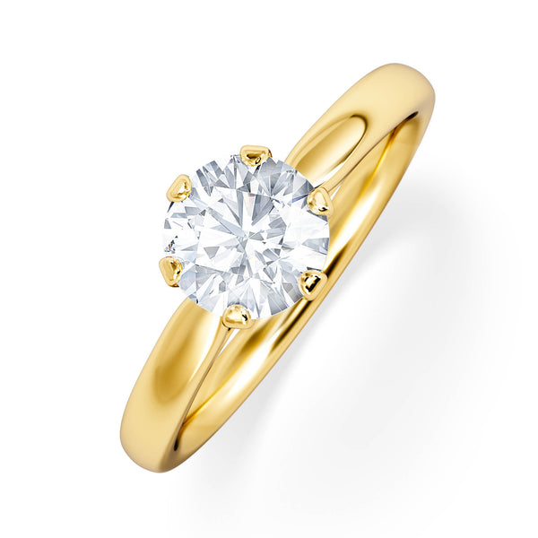 1 Carat Diamond Engagement Ring Low Set Chloe Lab F/VS1 18K Gold